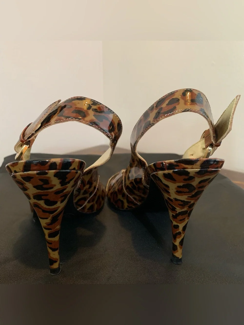 BCBGirls Leopard Print Slingback Peep-Toe Heels